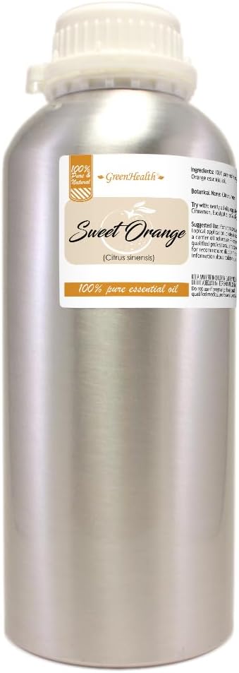 32 fl oz - Sweet Orange Essential Oil (100% Pure & Uncut), Aluminum Bottle - GreenHealth