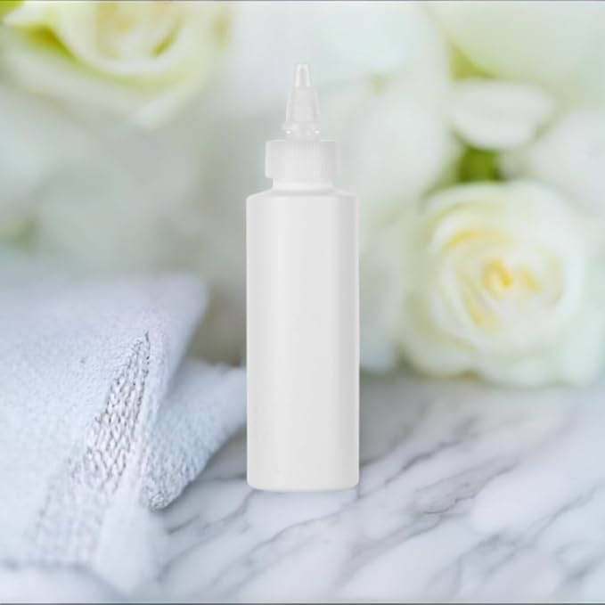 JUVITUS 4 oz / 120 ml Clear Natural Refillable Plastic Squeeze Bottle with Twist Top Spout (6 pack)