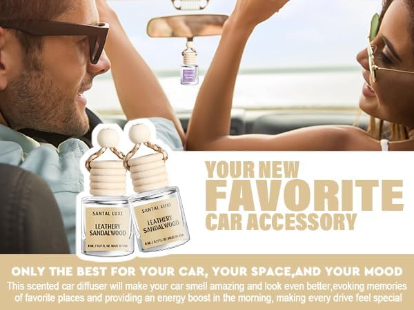 C Classy Car Air Freshener Hanging 2 Pack, Leathery Sandalwood Essential Oil Diffuser, Car Fresheners for Men&Women, Long-Lasting Air Freshener for C ar, C ar Accessories, Made in USA