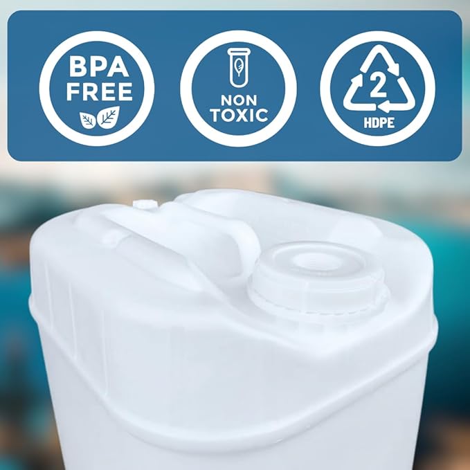 5-Gallon Stackable Water Storage Containers, Water Treatment,5 Gallons w/ 8 Lids + 2 Spigot, Easy Fill, Survial Supply Emergency Water Storage for Disaster Preparedness, 30 Gallon (6 Tanks)