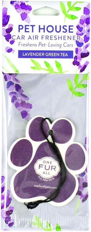 One Fur All Pet House Air Freshener - Lavender Green Tea Pack of 4 - Non-Toxic, Pet-Friendly Air Freshener for Small Spaces & Car - Hanging Odor Eliminator
