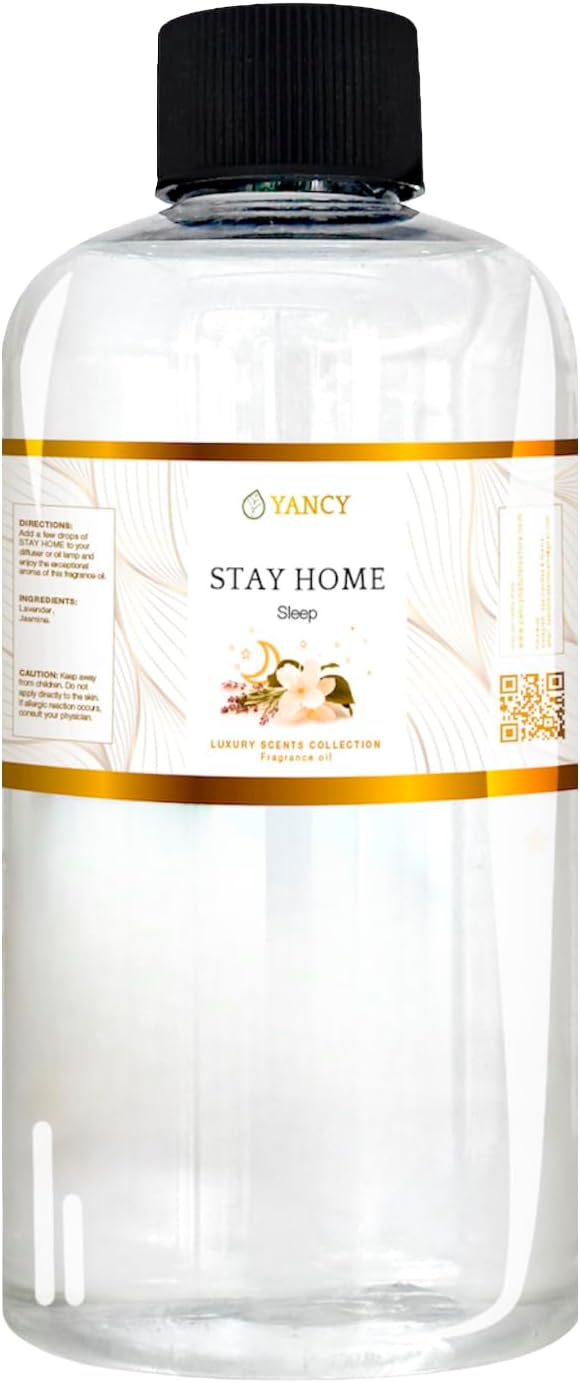 YANCY Stay Home Luxury Collection Fragrance Oil (8 oz), Cozy Vanilla and Amber Scent, Perfect for Diffusers, Oil Burners & Aroma Lamps, Comforting Home Scent for Relaxation & Unwinding