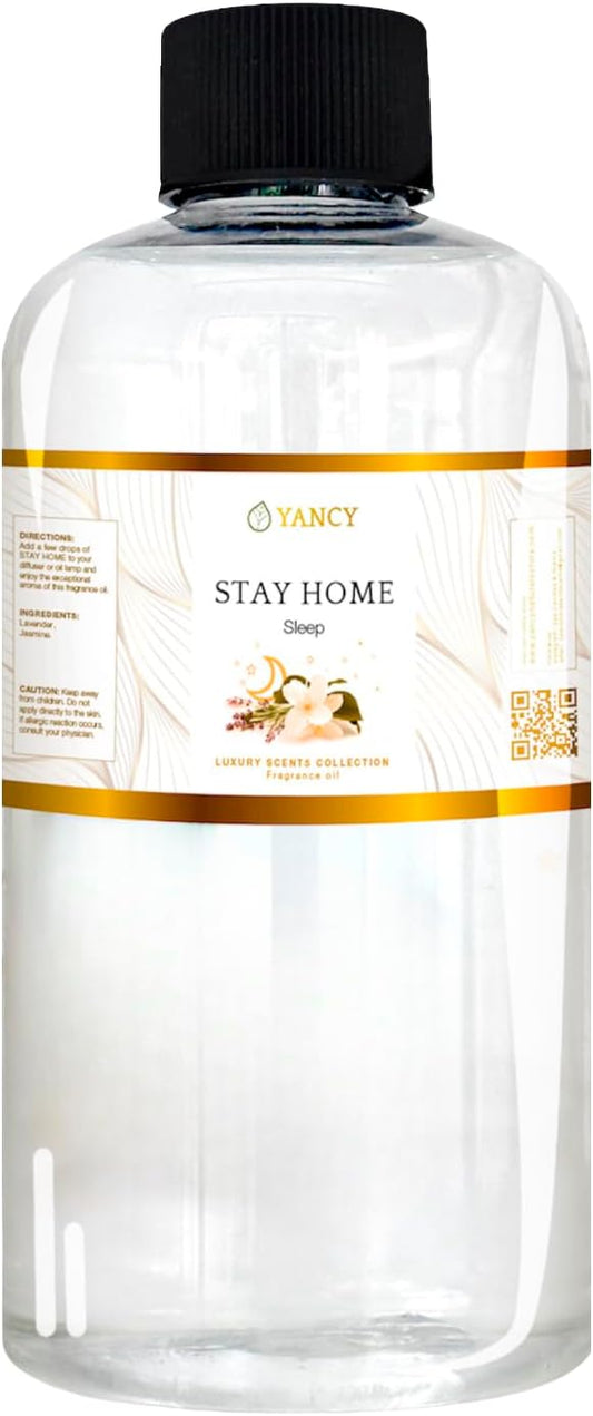 YANCY Stay Home Luxury Collection Fragrance Oil (8 oz), Cozy Vanilla and Amber Scent, Perfect for Diffusers, Oil Burners & Aroma Lamps, Comforting Home Scent for Relaxation & Unwinding
