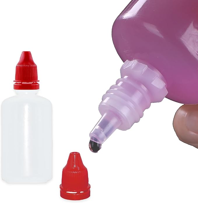 12 Pcs Dropper Bottles, 50ml/1.7 oz Empty Squeezable Small Mouth Dropper Bottle, Liquid Dropper Bottle with Red Cap