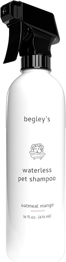 Begley's No Rinse Waterless Pet Shampoo, Bathless Cleaning, Deodorizing, and Odor Removal for a Shiny, Fresh Smelling Coat - Effective for Dogs, Puppies, and Cats - Fresh Oatmeal Mango Scent