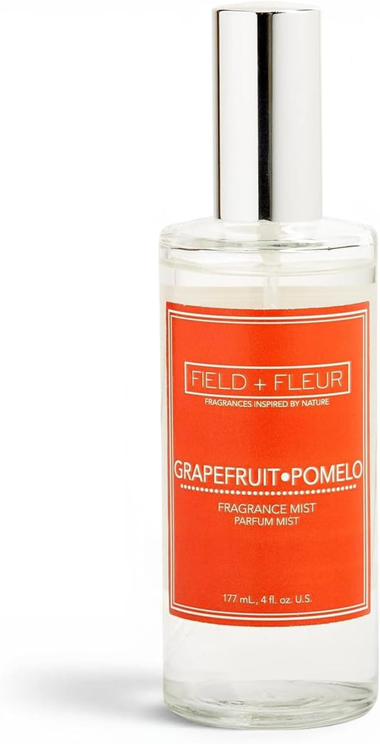 FIELD FLEUR Natural Room and Linen Spray, Non-Toxic Fragrance Mist With scents of Floral, Citrus, Aquatic Woods Notes – Long-Lasting Room Spray for Home, Bedding – Made in USA, 4oz – Grapefruit Pomelo