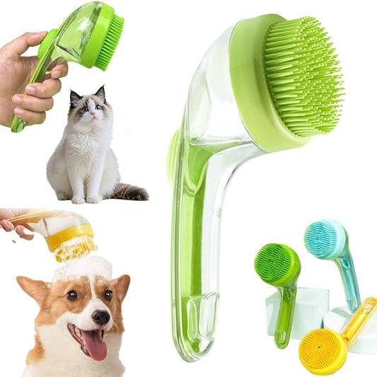 Bath Brush for Dogs with Soap Dispenser, 2025 New Dog Scrubber for Bath, 2 in 1 Dog Bath Brush with Built-In Shampoo Dispenser, Pet Wash Brush for Grooming, For Long Short Haired (Green)