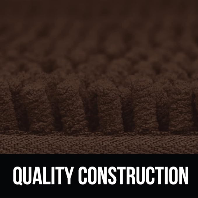 KANGAROO Bathroom Rugs, Chenille Soft Absorbent Bath Rug, Shaggy Shower Mat, Quick Dry Machine Wash Bathmat, Plush Carpet Mats for Tub, Bathtub and Room Home Decor Accessories, 24x17, Brown