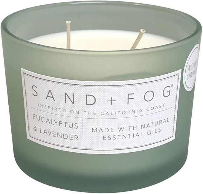 Sand + Fog Scented Candle - Eucalyptus & Lavender - Additional Scents and Sizes – 100% Cotton Lead-Free Wick - Luxury Air Freshening Jar Candles - Perfect Home Decor – 12 oz