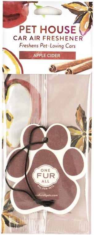 Pet House Car Air Freshener by One Fur All, Pack of 4 – Apple Cider - Non-Toxic Auto Air Freshener, Pet Odor Eliminating Air Freshener for Car, Ideal for Small Spaces, Dye Free Dog Car Air Freshener