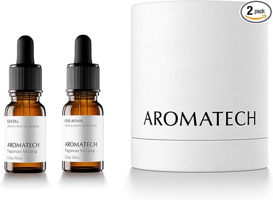 AromaTech Santal & Love Affair Set | Aroma Diffuser Essential Oils Blend of Santal Cardamom, Papyrus, Musk | Love Affair Jasmin, Saffron, Cedar, Ambergris - 10 Milliliter