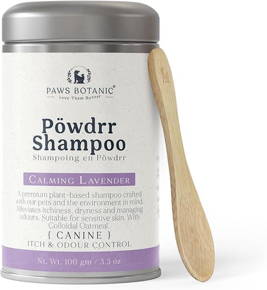 Unscented Dog Dry Shampoo, Powder Shampoo for Dogs, Regular Skin & Coat, 3.5 oz with Bamboo Spoon (Itch & Odour Control)