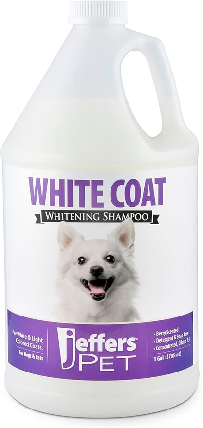 Jeffers White Coat Pet Shampoo for Dogs, Cats, & Small Animals, 1 Gallon - Soap Free, Concentrated Formula for White & Light Coats, Berry Scented, Safe for All Coat Types, Ideal for Grooming