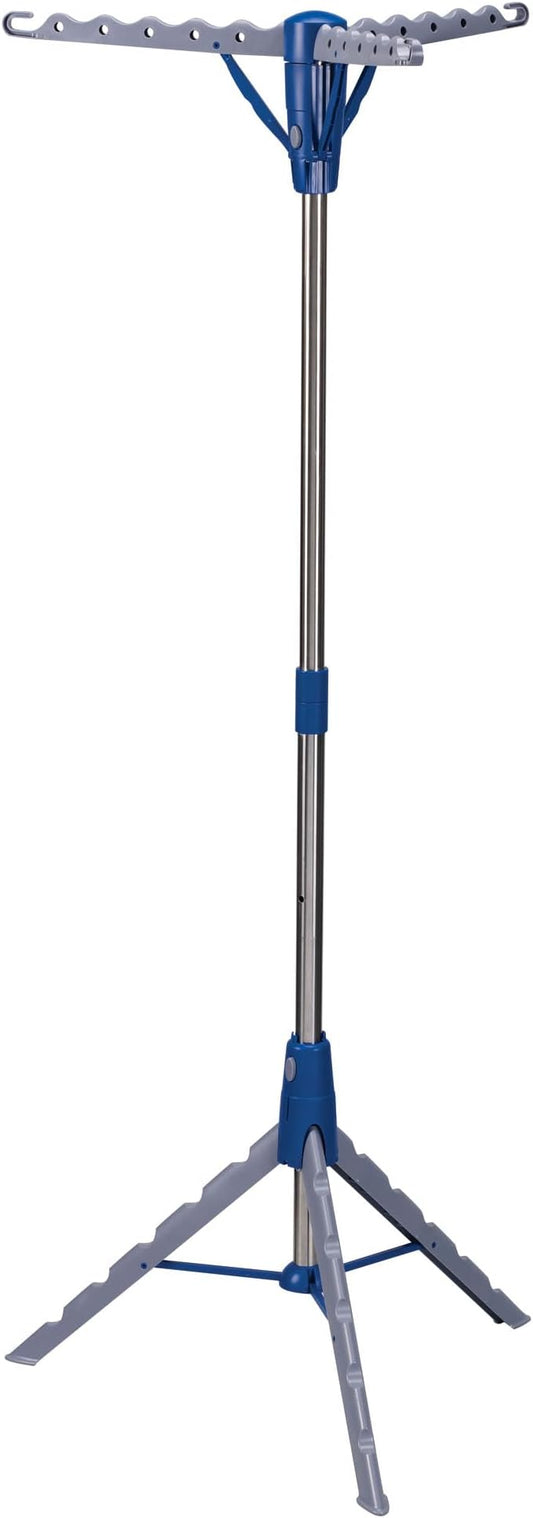 Household Essentials 5009-1 Collapsible Portable Indoor Tripod Clothes Drying Rack for Hanging Laundry | Silver and Blue Medium