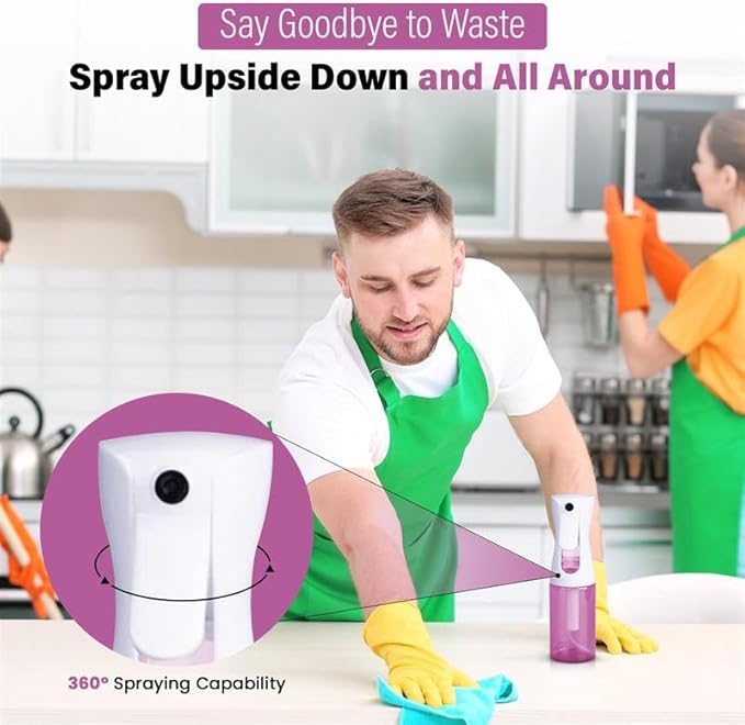 VIGOR PATH Continuous Spray Bottle for Hair – Fine Mist Mister for Hairstyling, Cleaning, Plants, Pets, Barbers, Salons, and Essential Oil Applications (150ml/5 oz) Pink 2 Pack