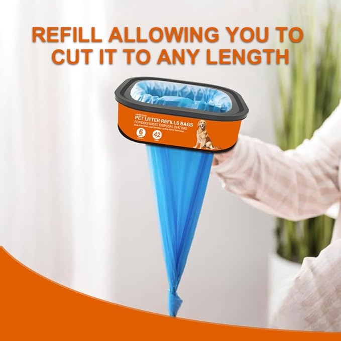 42 FT Jumbo Square Refills Disposal Bags Refill Compatible with Pet Dogs Genie Dog Waste Disposal System Pails, Up to 6 months of Supply,Ultimate Odor Control Dog Poop Bags (6 Pack)