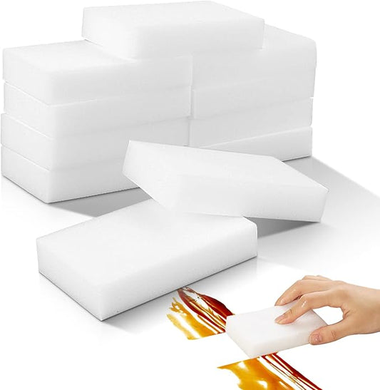 10Pack Melamine Sponges for Multi-Purpose Cleaning - Tough, Durable Magic Sponge Erasers for Use on Sinks, Kitchen, Bathrooms, Walls, Floors, Bathtubs, Shoes, Furniture, Cars - Won't Rip Easily.