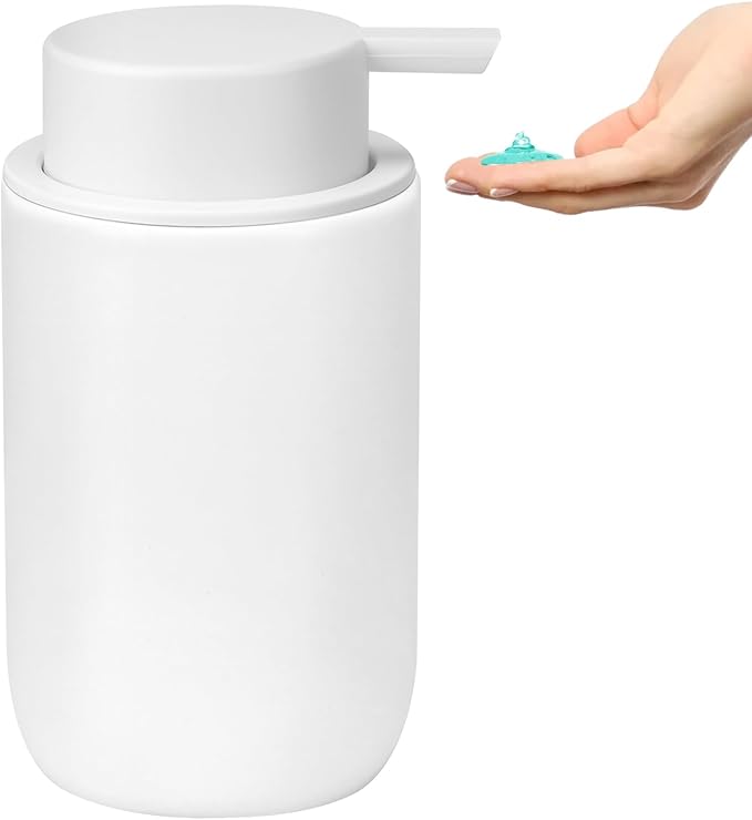 Soap Liquid Dispenser Ceramic with Easy-to-Press Pump Hand Liquid Dispenser (Can't Foam) for Shampoo Bathroom Countertop 13.5 oz