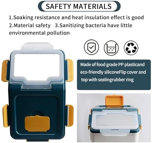 2Pcs Airtight Rice Flour Storage Container 25lbs, Large Pet Food Container Box Plastic Rice Storage Bin with Lid, Grain Cereal Bucket with Spoon Measuring Cup and Wheel (Blue)