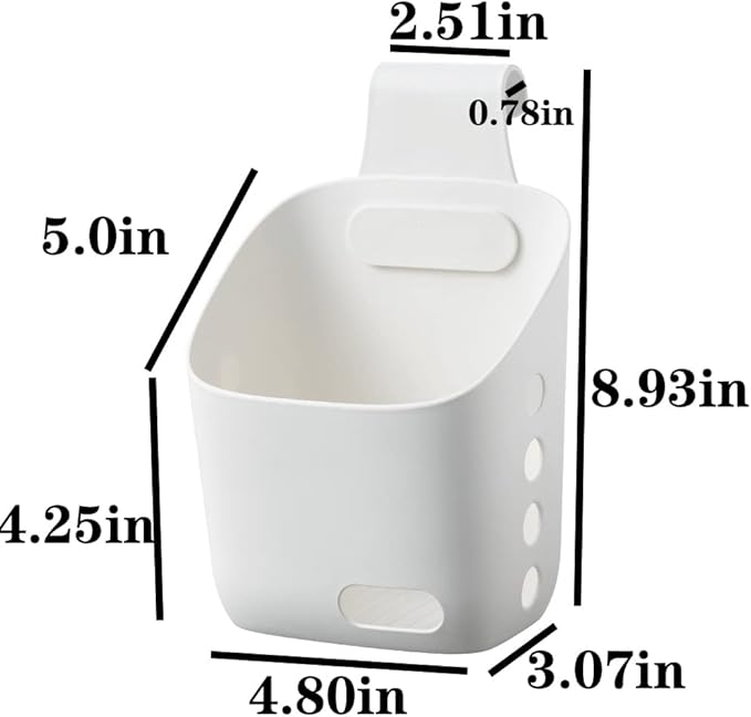 LeleCAT Plastic Hanging Basket Kitchen Storage organizer, Basket with Detachable hook, Hang it behind a door or on a railing, Over the Cabinet Door (White, Small-2 Pack)
