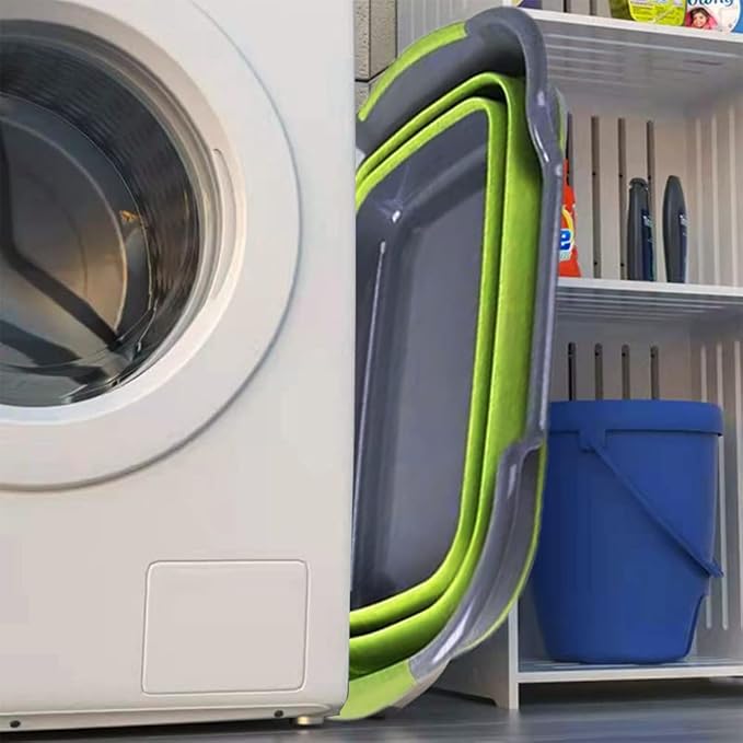 Multipurpose Collapsible Pet Bathtub with Drainage Hole for Puppy Small Dogs Cats, Portable Laundry Basket-Foldable Bathing Tub-Storage Organizer, 7.1 Gal/27L (Green,1)