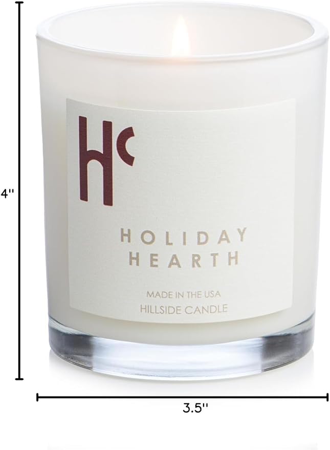 Holiday Hearth Single Wick Soy Candles, Luxury Scented Candles for Home - Up to 60 Hour Burn Time, Cruelty-Free Soy Wax Blend - Frosted Sugar Plum & Cinnamon Fragrance (9 oz)