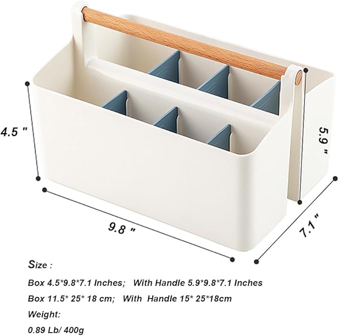 Art Caddy Organizer with Handle, Marker Organizer, Art Supply Storage Organizer with Adjustable Dividers, Portable Storage Bin for Craft Supplies Colored Pencils Makeups Tools Pen Holder for Desk