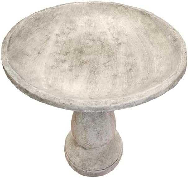 Solid Rock Stoneworks Classic Concrete Birdbath – 24” Tall Outdoor Garden Accent – Heavy-Duty Handcrafted Cement Bird Bath – Weather Resistant Yard Décor – Made in USA