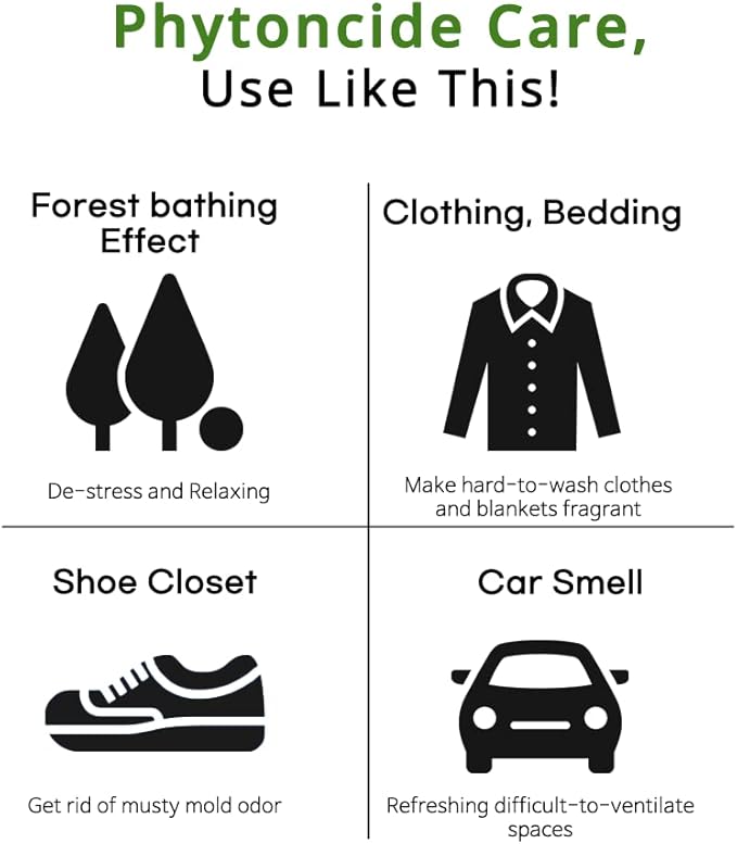 Phytoncide Care Natural Deodorizer Spray – 2-Pack (150ml Each) | 100% Hinoki Cypress Leaf Water | Chemical-Free Odor Eliminator | Air Freshener for Home, Fabric, Pets & Bathroom