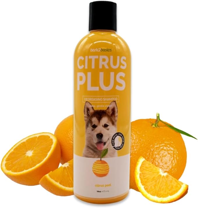 Bark2Basics Citrus Plus Dog Shampoo 16 oz - d-Limonene, Natural, Cuts Through Dirt and Grease, Professional Grade, Compliments Flea and Tick Regimen