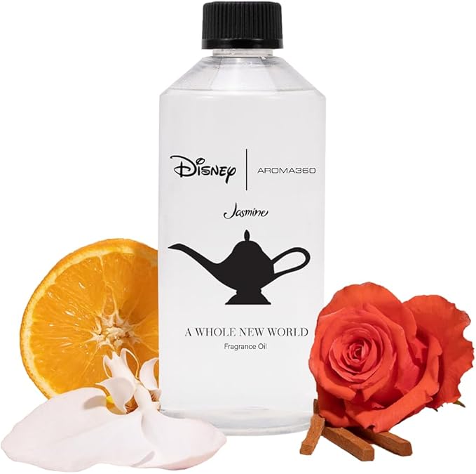 Aroma360 | Disney | A Whole New World Fragrance Oil Blend | Aladdin| Princess Jasmine | Luxury Essential Oil Diffuser | Aromatherapy Scent Diffuser Oil | Orange, Aldehydes & Jasmine 16.9 fl oz, 500mL
