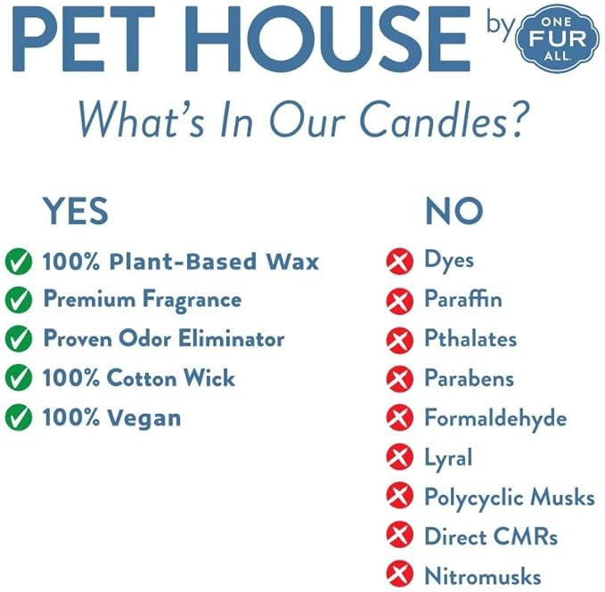 One Fur All Pet Candle 9 OZ Plant-Based Air Freshening Candle, Clean Burning and Long Lasting with a 60 Hour Burn Time - Candy Cane