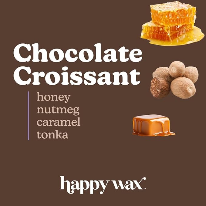 Happy Wax Chocolate Croissant All Natural Soy Wax 1 Wick Premium Scented Candle, Infused with Essential Oils, Long Lasting 30+ Hours of Burn Time