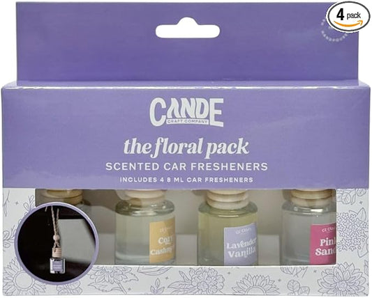 CE Craft Hanging Car Air Freshener – Fragrance Oil Diffuser with Essential Oils – Long-Lasting Aromatherapy Scents for Automobiles – 4 Pack, Floral