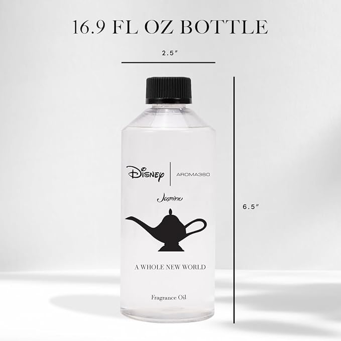 Aroma360 | Disney | A Whole New World Fragrance Oil Blend | Aladdin| Princess Jasmine | Luxury Essential Oil Diffuser | Aromatherapy Scent Diffuser Oil | Orange, Aldehydes & Jasmine 16.9 fl oz, 500mL