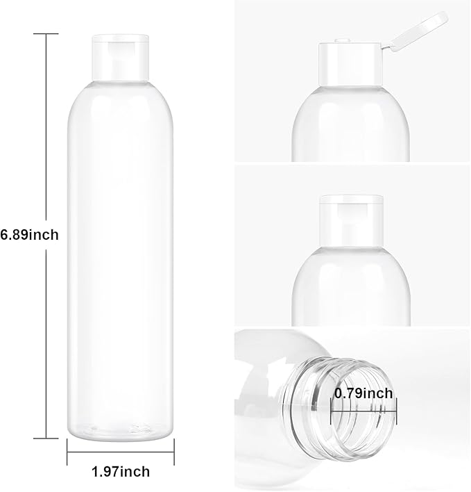 20 Pack 8 oz Travel Squeeze Bottles with Flip Caps Refillable Empty Plastic Containers for Toiletries Shampoo Lotions Oils