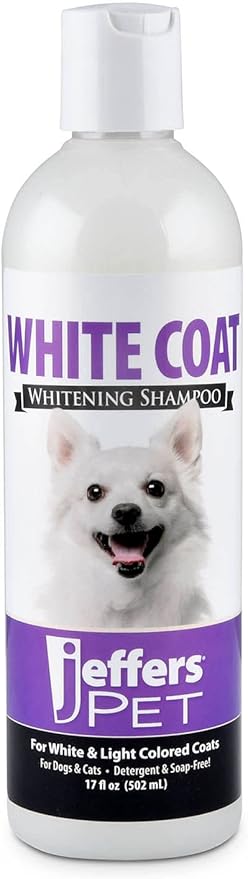 Jeffers White Coat Pet Shampoo for Dogs, Cats, & Small Animals, 17 oz - Soap Free, Concentrated Formula for White & Light Coats, Berry Scented, Safe for All Coat Types, Ideal for Grooming
