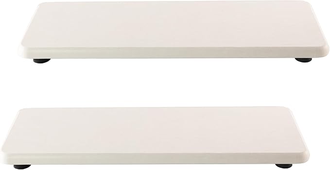 2 Pcs Water Absorbing Stone Trays, Kitchen/Bathroom Sink Soap Dish, Diatomite Tray Used for Hand Soap & Cosmetic Bottles in The Modern Home, 3.15" W x 8.7" L, White