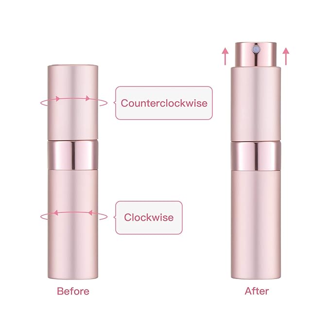 Tekson 5PCS 8ml Travel Perfume Atomizer Refillable, Mini Cologne Spray Bottle Empty, Small Aftershave Sprayer for Liquid Dispenser (Pink)
