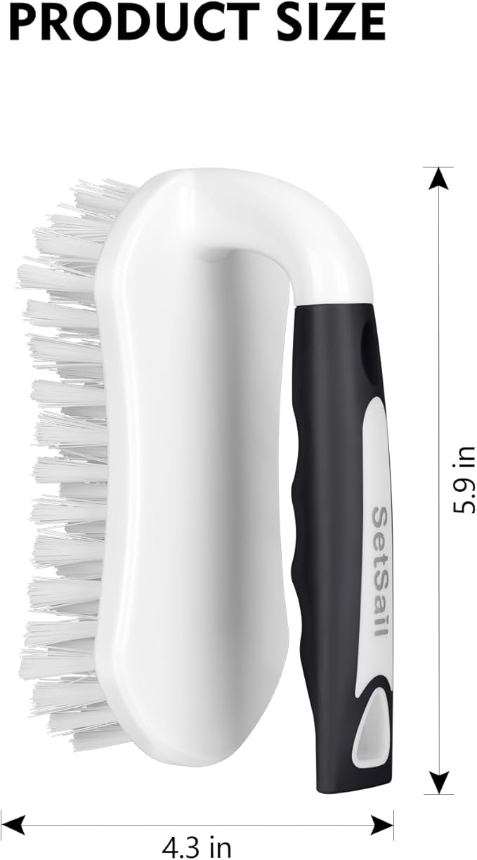 SetSail Scrub Brush, Heavy-Duty Scrub Brushes for Cleaning with Stiff Bristles Cleaning Brush for Shower, Bathroom, Carpet, Kitchen and Bathtub Scrubber - 3 Pack (Black White)