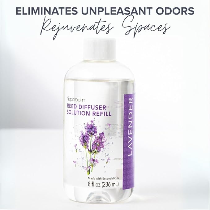 SpaRoom Reed Diffuser Oil Refill – Lavender Scent, 8oz Bottle for Home Fragrance, Calming and Relaxing Blend for Bedroom, Bathroom, or Office, Long Lasting Air Freshener, Aromatherapy Use
