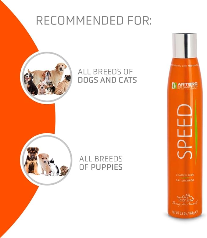 Artero Speed Dry Shampoo 5.9 Oz - Quick and Effective No-Rinse Pet Cleanser