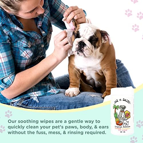 Jax n Daisy Tropical Pawadise Pet Wipes - Clean Wet Wipes for Dogs, Cats & Puppies - Grooming Supplies with Coconut Pineapple Scent - Cleansing, Deodorizing, and Soothing