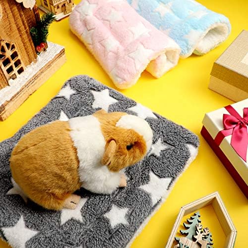Jetec 3 Pcs Bunny Guinea Pig Beds Soft Bunny Mats Warm Guinea Pig Mat Small Animal Winter Bed Pads Fleece Sleeping Pads for Indoor Rabbit Hamster Squirrel Hedgehog Chinchilla Ferret(Star)