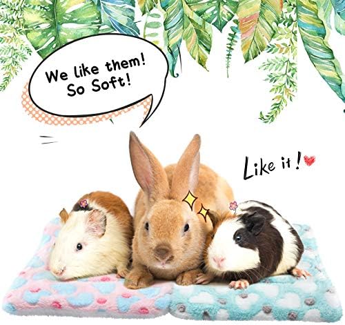 Jetec 4 Pcs Guinea Pig Bed Mat 11" x 10" Bunny Beds for Rabbits Indoor Washable Small Animal Bed Plush Sleeping Pad for Rat Hedgehog Sugar Glider Chinchilla Squirrel Dogs Cats Ferrets Hamster