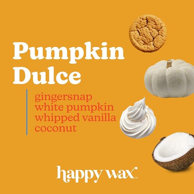 Happy Wax Pumpkin Dulce All Natural Soy Wax 1 Wick Premium Scented Candle, Infused with Essential Oils, Long Lasting 30+ Hours of Burn Time