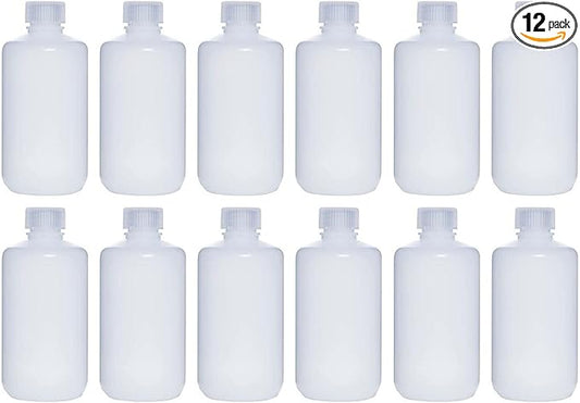250ML 8OZ Nature Narrow Mouth HDPE Plastic Reagent Bottles with Caps Pack of 12