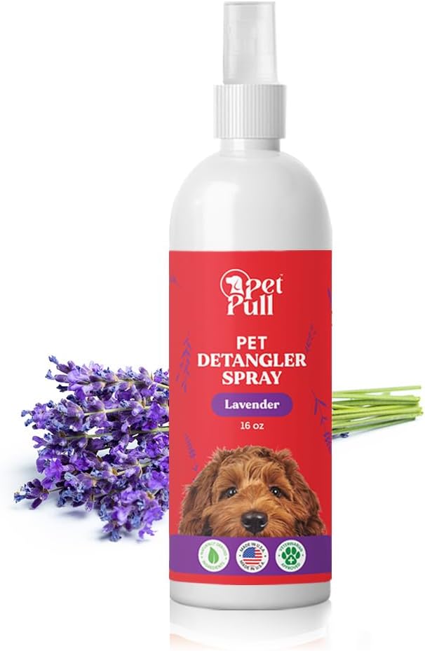 Detangler Spray - Dog Grooming Puppy Detangler Spray to Comb Through Knots, Mats, and Tangles - Detangling Spay for Dogs Pet Lavender Scent - Made in The USA (16 Oz)