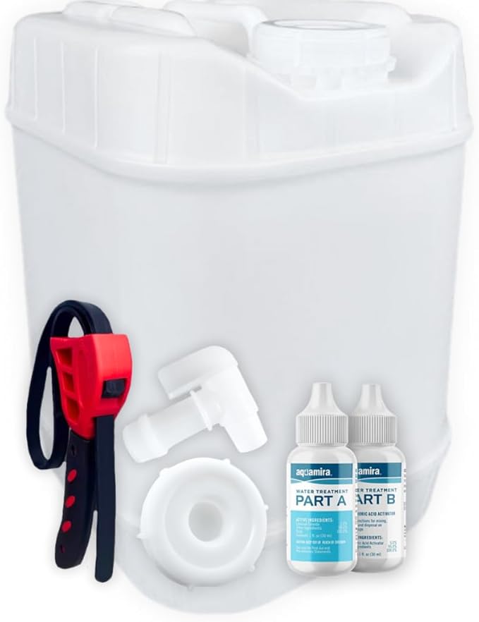 5-Gallon Stackable Water Storage Containers, Water Treatment,5 Gallons w/2 Lids + 1 Spigot, Easy Fill, Survial Supply Emergency Water Storage for Disaster Preparedness, 5 Gallon (1 Tank)