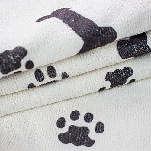 Zwipes Large Microfiber Pet Towels (Size: 30" x 36"), 2-Pack Soft Terry Cleaning Cloths, White with Black Bone/Paw Print